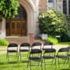 10-Pack Folding Chairs, Black PU Leather with Metal Frame, 350 lbs. Capacity - Image 4