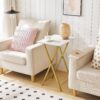 Set of 4 Folding TV Tray Tables with Storage Rack – Marble & Gold, Easy Assembly, DM50BZ01 - Image 4