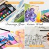Wooden Art Set with Easel – Deluxe Kids Craft Kit with Pencils, Pastels & Watercolors - Image 5