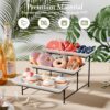 3-Tier Plastic Serving Tray – 11.5" x 5.6" White Platters with Black Metal Stand for Cupcakes, Dessert & Fruit - Image 6