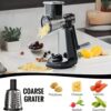 Stainless Steel Rotary Cheese Grater with Stand, 5 Qt Bowl & 3 Drum Blades – Mandoline Slicer & Chopper with Peeler - Image 7
