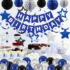 Blue & Silver Birthday Decorations – Banner, Balloons, Honeycomb Balls, Swirls & Garland for All Ages - Image 5