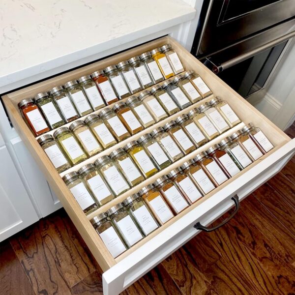 Clear Acrylic 4-Tier Spice Drawer Organizer – 2 Set, Expandable from 13" to 26"