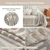 Chenille Sectional Couch Cover – Stretchable, Non-Slip Sofa Protector for 3-Cushion Loveseat (Khaki Striped, 71" x 118") - Image 4