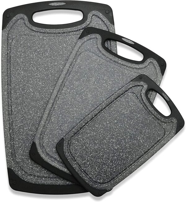 3-Piece Cutting Board Set – Large & Small, Dishwasher Safe with Juice Groove & Non-Slip Handle