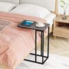 Slim C-Shaped End Table – Grey Snack/Laptop Table for Sofa or Bed - Image 2