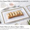 Elegant Plastic Serving Tray Set (6 Pack) – White with Gold Rim, 8" x 12.85" Disposable Platters for Parties & Weddings - Image 4