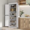 72.5" Freestanding Kitchen Pantry – Tall Storage Cabinet with 4 Doors & Adjustable Shelves (White) - Image 7