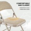 Set of 4 Folding Chairs with Padded Fabric Seats & Backs, 350 lbs Capacity, Metal Frame, Khaki - Image 4