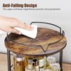 12" 2-Tier Wood Lazy Susan – Rotating Spice Rack for Kitchen & Cabinet, Rustic Brown - Image 4