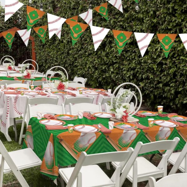 Baseball Party Supplies Kit for 24 – Includes Plates, Cups, Napkins, Banner & Tablecloth for Birthday & Game Day