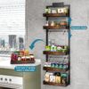 6-Tier Over the Door Pantry Organizer – Adjustable Wooden Basket with Heavy-Duty Metal Spice Rack - Image 2