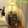 Set of 2 Floor Lamps with Table – Nightstand with 3-Color Bulb, 3 Drawers & Charging Station (Rustic Brown) - Image 6