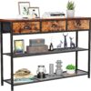 38" Entryway Table – Rustic Brown, 3 Drawers, Storage Shelves - Image 8