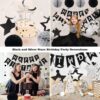 Black & Silver Birthday Decorations – Banner, Honeycomb Balls, Swirls & Garland for All Ages - Image 3
