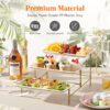 3-Tier Plastic Serving Tray – 12" x 6.5" Crack-Proof Platters with Gold Stand for Veggies, Fruit & Desserts - Image 5