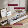 Adjustable TV Stand with Power Outlet, LED Light, Fits TVs up to 106", Cloud White & Beige (ULTV126W01) - Image 3