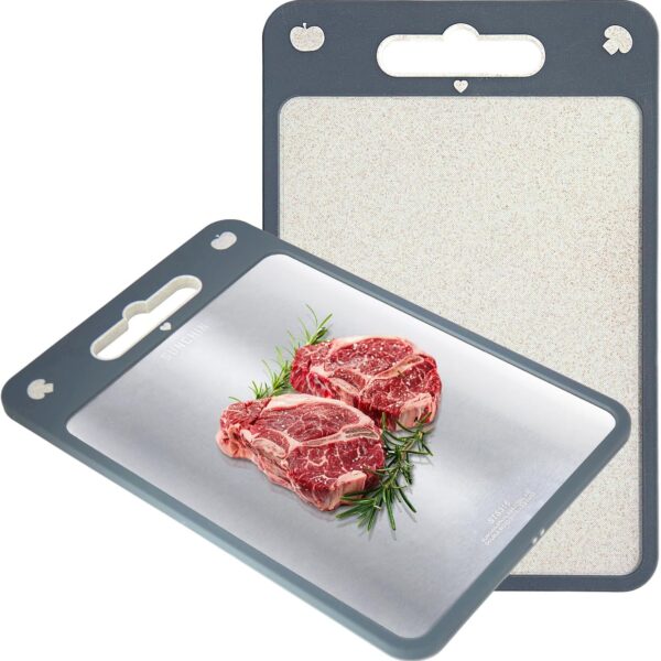 Double-Sided Cutting Board – Large 316 Stainless Steel & Wheat Straw PP, Food-Grade & Easy to Clean (15.8" x 10.6")