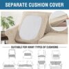 4-Piece Stretch Couch Cover for 3-Cushion Sofa – Thick Jacquard Slipcover (Natural, Sofa Size) - Image 7