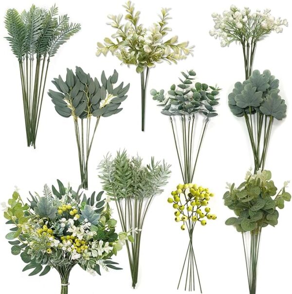 78pcs Artificial Greenery Stems – Faux Flowers for Wedding Bouquets & Centerpieces