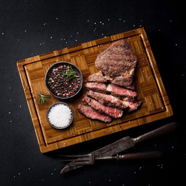 Extra Large Bamboo Cutting Board Set – 3-Piece Chopping Boards with Juice Groove & End Grain Design