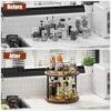 12" 2-Tier Wood Lazy Susan – Rotating Spice Rack for Kitchen & Cabinet, Rustic Brown - Image 5
