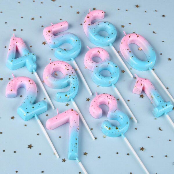 2.76" Gold Number 30 Birthday Candles – Pink, Blue, Gold Party Topper