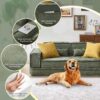 Modular Sofa Bed – No Assembly Sectional Couch with Corduroy Fabric & Lumbar Pillows (Green) - Image 4