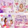 Purple Birthday Decorations – Pre-Strung Banner, Honeycomb Balls, Swirls & Garland (No DIY Needed) - Image 3