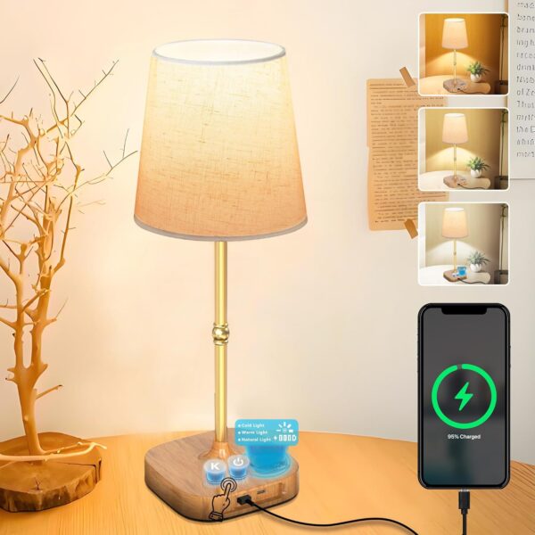 Rechargeable Touch Bedside Lamp with LED Display & USB – 3-Way Dimming, 5 Brightness Levels