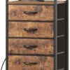 5-Drawer Dresser with Charging Station – Tall Nightstand & Chest of Drawers (Rustic Brown) - Image 8