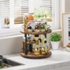 12" 2-Tier Wood Lazy Susan – Rotating Spice Rack for Kitchen & Cabinet, Rustic Brown - Image 6