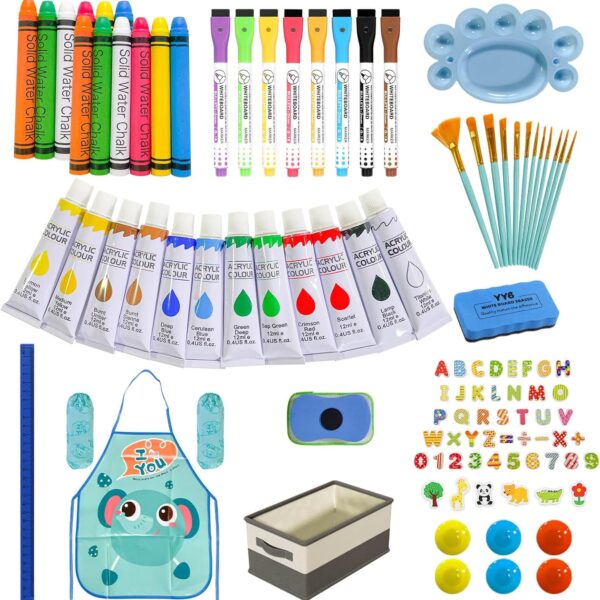Kids Art Easel Accessories Kit – 100+ Pieces with Paints, Brushes, Markers & More