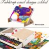 Wooden Art Set with Easel – Deluxe Kids Craft Kit with Pencils, Pastels & Watercolors - Image 4