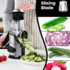 Rotary Cheese Grater with Handle – 3-Blade Mandoline Slicer & Vegetable Grinder with Peeler - Image 4
