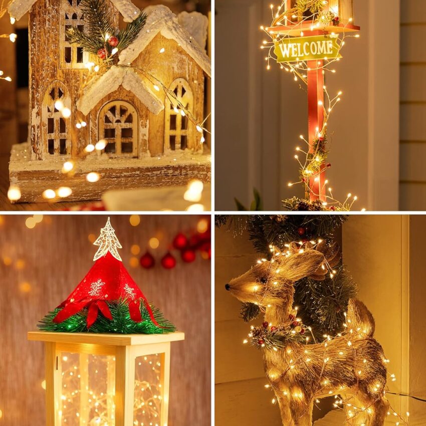 2-Pack 10ft Battery-Operated Fairy Lights – 120LED Silver Wire Firecracker Lights for Indoor/Outdoor Decor