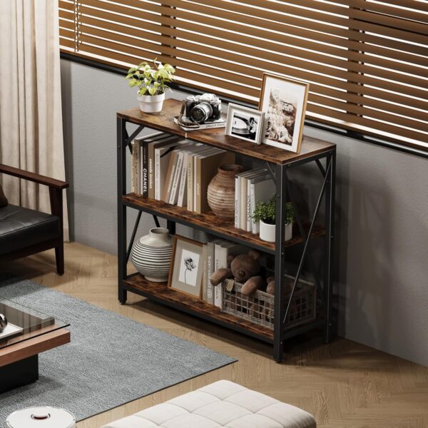 31.5" Rustic Console Table – 3-Tier Entryway Storage with Open Shelves