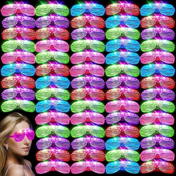 120 PCS Glow-in-the-Dark Party Glasses – LED Light-Up Neon Glasses for Raves, Birthdays, Weddings & More