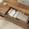 Fluted Lift-Top Coffee Table – Modern Wood Center Table with Hidden Compartment (Walnut) - Image 6