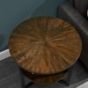 Large Rustic Round End Table – Solid Wood with Shelf & Black Metal Legs - Image 5