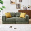 Modular Sofa Bed – No Assembly Sectional Couch with Corduroy Fabric & Lumbar Pillows (Green) - Image 2