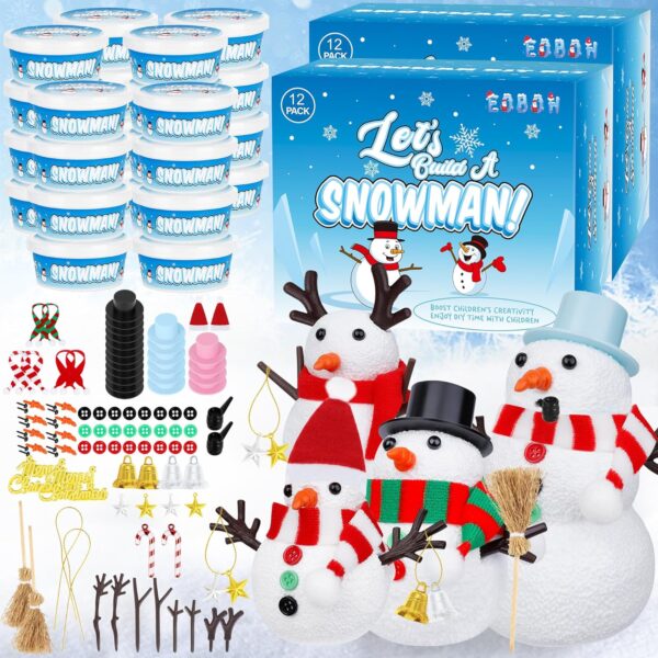24-Pack Build-a-Snowman Kit – DIY Christmas Clay Crafts for Kids, Perfect for Winter Parties & School Gifts