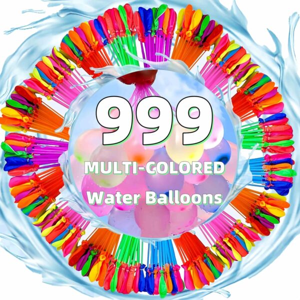 Quick-Fill Water Balloons Set with Refill Kit – 999 Balloons for Kids & Adults, Summer Pool & Backyard Fun