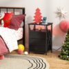 Set of 2 LED Nightstands with Charging Station – Black Wood Side Tables for Bedroom or Living Room - Image 2