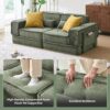 Modular Sofa Bed – No Assembly Sectional Couch with Corduroy Fabric & Lumbar Pillows (Green) - Image 3