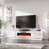 5-Piece High Gloss Living Room Set – 80" TV Stand, 40" Fireplace, Coffee & End Tables with Sliding Drawers (White) - Image 3