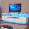 TV Stand for 65-70 Inch TV – LED Lights, Power Outlets, 6 Drawers, White Media Console - Image 3