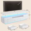 TV Stand for 65-70 Inch TV – LED Lights, Power Outlets, 6 Drawers, White Media Console - Image 2