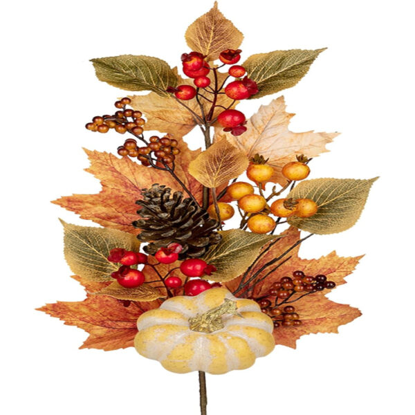 30" Artificial Fall Branches with Pumpkin, Pine Cone & Berries for Autumn Decor