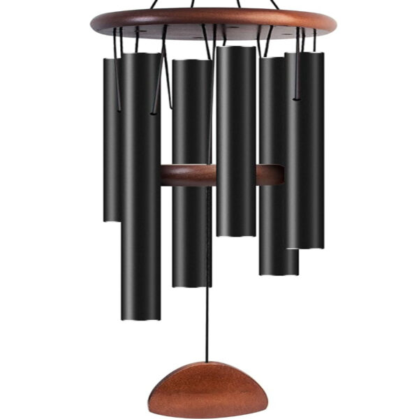 37" Aluminum Wind Chimes – Black Outdoor Garden Decor, Zen Atmosphere, Unisex Gift